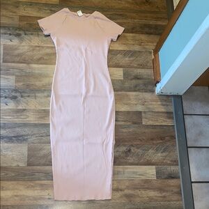 VS Pink Ribbed Stretchy Midi Dress baby blush pink size M